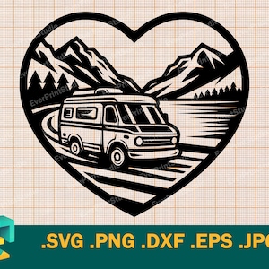 Wohnmobil SVG - Cricut, Silhouette | Vektor RV Clipart SVG-Schnittdatei | Camper Wohnwagen svg, Camping Waldabenteuer, svg, png, eps, dxf