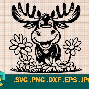Elch SVG - Cricut, Silhouette | Vektor künstlerische niedliche Baby-Elch-Schnittdatei | Druckbare Elch schneidedatei svg, png, eps, dxf