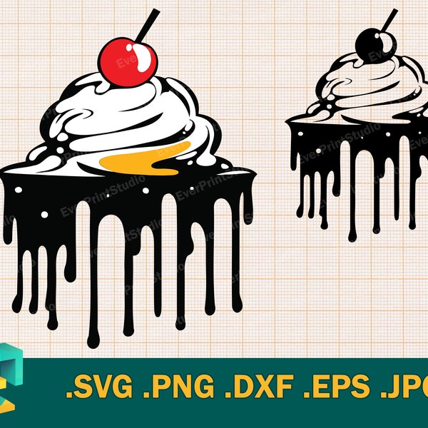 Ice Cream Cake SVG - Design for Cricut & Silhouette,  Cookie, Candy Cake svg, png, Dripping Cake Cut File  layered svg, cricut, Jpg Png, Eps