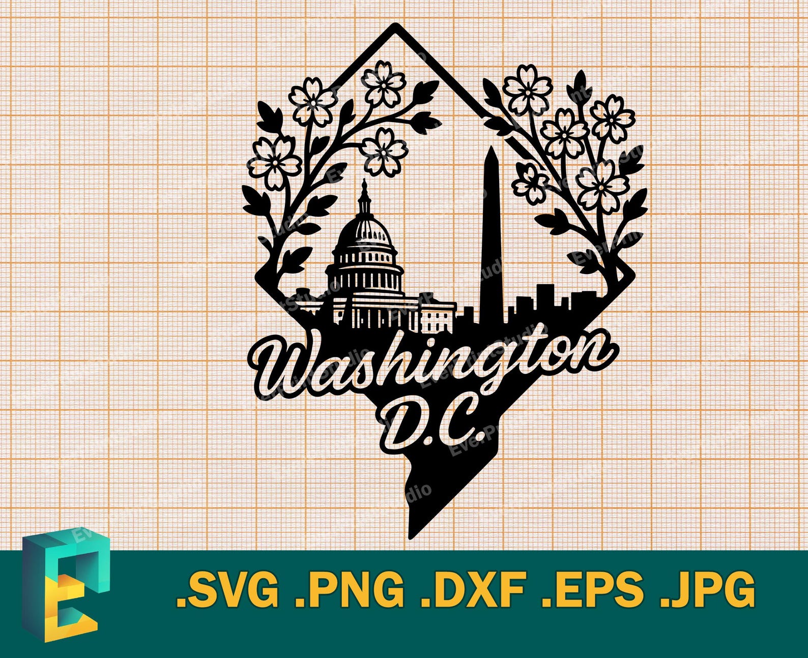 Dc Svg Washington DC SVG - Cricut, Silhouette. Vector Washington USA Cut File ...