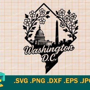 Washington DC SVG - Cricut, Silhueta. Arquivo de corte vetorial Washington, EUA. Distrito de Columbia, Capital. Baixe o modelo svg, png, eps, dxf.