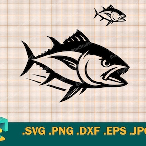 Tonno SVG - Cricut, Silhouette / File di taglio vettoriale per tonno rosso / Tonno rosso atlantico - Modello di download per il taglio di file in formato svg, png, eps, dxf
