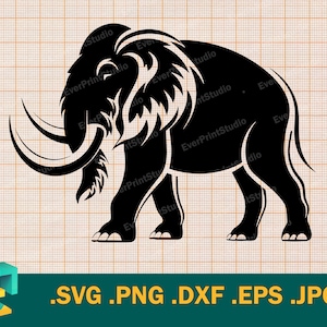 Mammoth SVG - Cricut e Silhouette / Carino Mammoth Vector Artistic Design SVG File di taglio / Scarica Logo digitale Mammoth stampabile