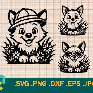 Fox SVG - Cut Files for Cricut, Silhouette | Vector Art Fox SVG Cut File, Cute Peeking Fox Template for Cutting Download svg, png, eps, dxf