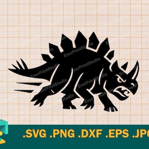 Stegosaurus SVG - Cricut, Silhouette, Vector Dino Dinosaur Clipart  | Vector Running Stegosaurus Cut File Template for Cutting svg, png, eps