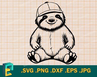 Happy Sloth SVG - Cricut and Silhouette | Vector Cute Sloth Cut File | Download Baby Sloths Set | Urban Sloth svg, png, eps, dxf