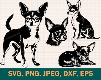 Chihuahua Bundle SVG, Cute Chihuahua Silhouette for Cricut, Unique Chihuahua Logo Vector, Clipart Printable - Download, dxf, eps, png, svg