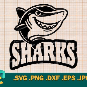 Sharks SVG - Cricut, Silhouette  | Sharks Kids Sports Team shirt spirit, baby Sharks team | School Mascot, Football Team logo svg, png, eps