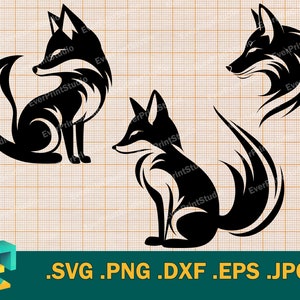 Renard mignon SVG - couper des fichiers pour Cricut, Silhouette | Vector Fox couper fichier, clipart renard, renard silhouette svg, renard dxf | Logo clipart renard