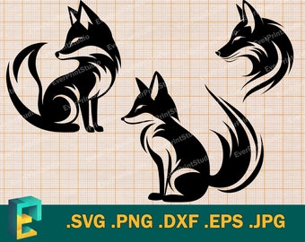 Cute Fox SVG - cut files for Cricut, Silhouette | Vector Fox Cut File, fox clipart, fox silhouette svg, fox dxf | Fox Clip Art Logo