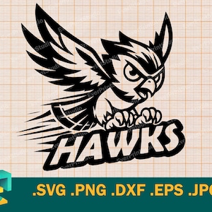 Hawks SVG - Cut file for Cricut & Silhouette | Hawks Kids Sport Team SVG Shirt spirit,  Hawks Team School Mascot svg, png, eps, dxf