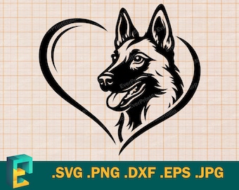 Belgian Malinois SVG - Cricut, Silhouette | Vector Cute Belgian Malinois Dog Head SVG Cut File Download svg, png, eps, dxf