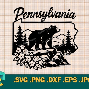 Pennsylvania SVG - Cricut, Silhouette | Vector Pennsylvania State USA Cut File | Download Pennsylvania Bear Cutting Template svg, png, dxf