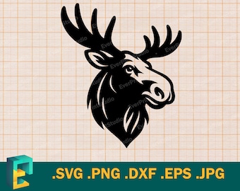 Moose SVG - Cricut, Silhouette | Vector Moose Head svg cut file | Download Cutting Template Elk Head svg, Deer png, eps, dxf