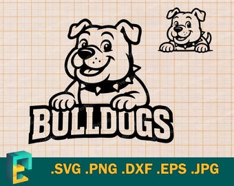 Bulldogs-team SVG - Cricut, silhouet | Bulldogs Kids sportteam, schattige Bulldogs mascotte honkbal, voetbal, Peeking Bulldog svg, png, eps