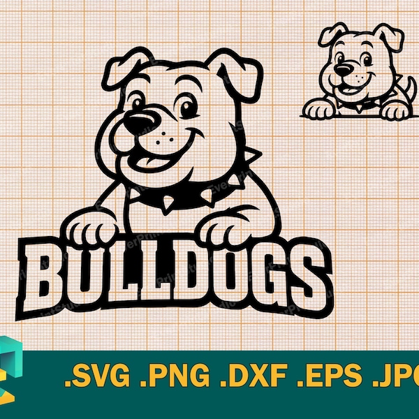 Bulldogs Team SVG - Cricut, Silhouette | Bulldogs Kids Sport Team, Cute Bulldogs Mascot Baseball, Football, Peeking Bulldog svg, png, eps