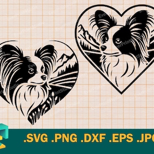 Papillon SVG - Cricut, Silhouette / Vector Lindo archivo de corte de perro Papillon / Feliz cachorro Papillon SVG Archivo de corte Descargar svg, png, eps, dxf