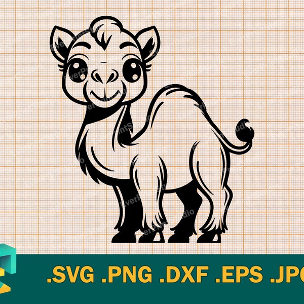 Camel SVG - Cricut & Silhouette Compatible | Cute Camel Cut File for Cutting machines | Vector Happy Camel Template svg, png, eps, dxf