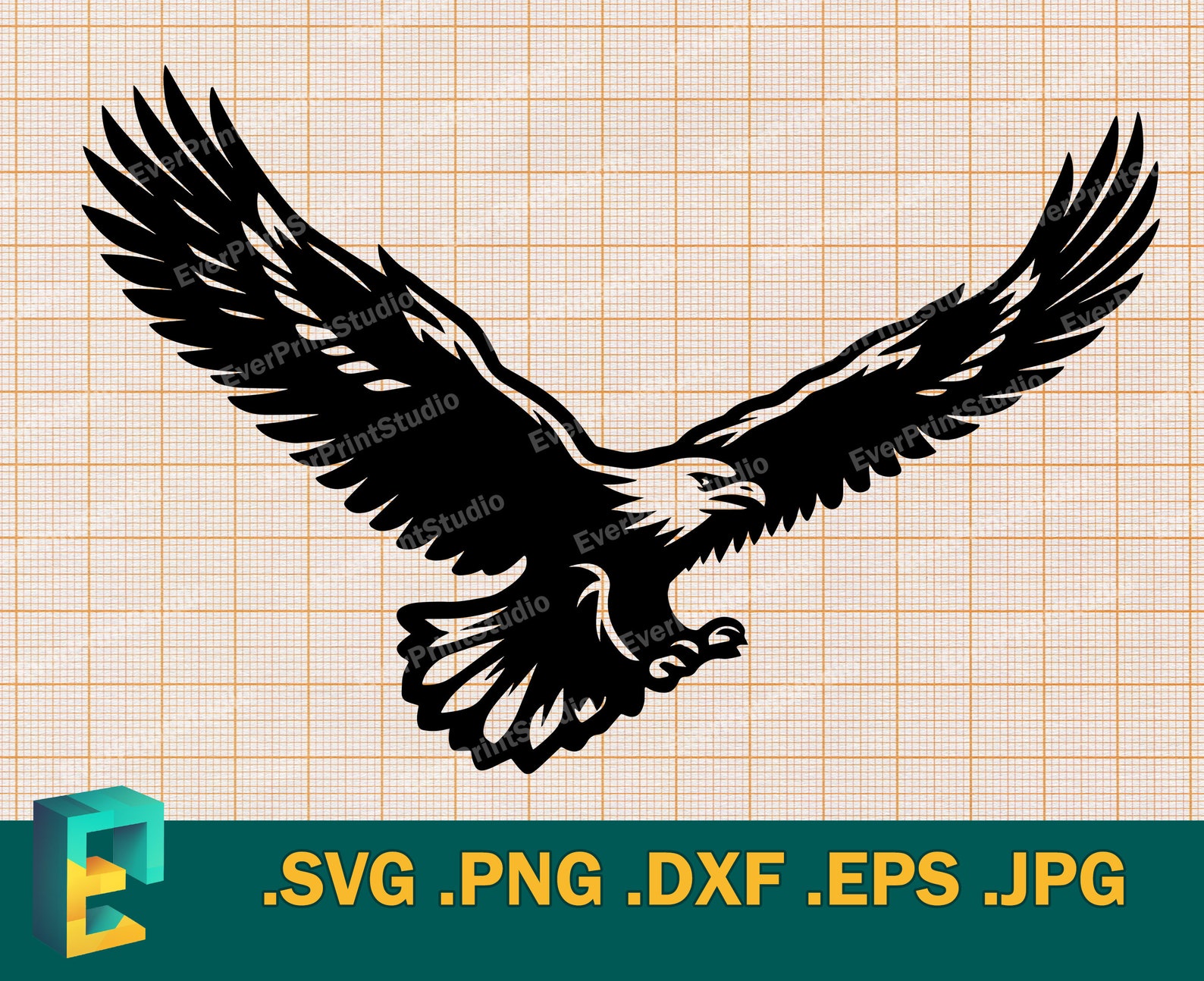 Flying Eagle SVG - Cricut, Silhouette | Vector Bald Eagle SVG Cut File ...