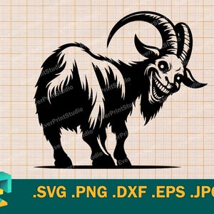 Goat From Behind SVG - Cricut, Silhouette | Creepy Angry Goat Vector Cut file. Evil Ram Template for Cutting Download svg, png, eps, dxf