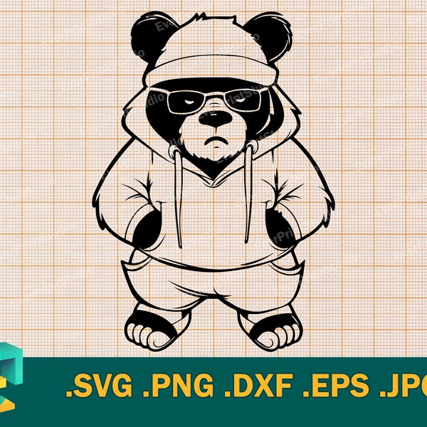 Urban Teddy Bear SVG -  Cricut, Silhouette | Vector Bear wearing Hoodie Cut File | Urban Bear Clipart Logo  Download svg, png, eps, dxf