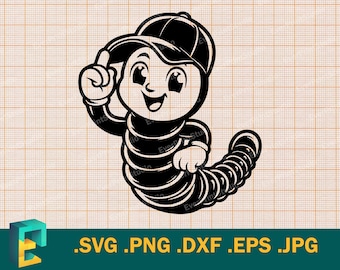Baby Caterpillar SVG - Cricut, Silhouette | Vector Cute Happy Worm SVG Cut file | Download Printable Caterpillar Template svg, png, eps, dxf