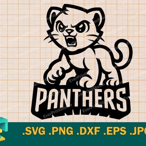 Baby Panthers SVG - Cricut, silhouetgesneden bestand | Kindersportteamshirt spirit | Kleine panters voetbalschool mascotte downloaden svg, png eps