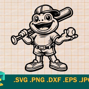 Baseball SVG - fichier de coupe pour Cricut, Silhouette | Chemise de joueur de baseball grenouille de vecteur SVG. Modèle de découpe Télécharger svg, png, dxf, eps