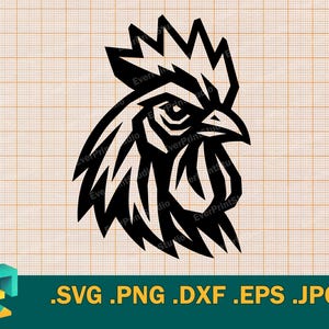 Chicken SVG -  Cricut & Silhouette | Download Printable Vector Chicken Cut File | Cool Rooster Head Template for Cutting svg, png, eps, dxf