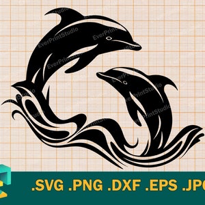 Delfine SVG - Cricut, Silhouette | Künstlerische Vektor-niedliche Delphin-Schnitt-Datei | Download Delfine Vorlage zum Schneiden svg, png, eps, dxf