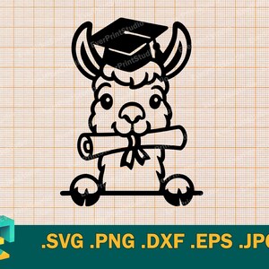 Llama Graduate SVG | Cute Senior Alpaca - Graduation Cap SVG. Student Graduate 2025, 2026 Llama Senior Download Cut File  svg, png, dxf, eps