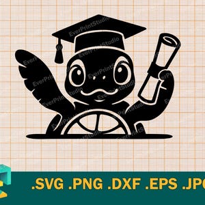 Tortuga Graduada SVG / Linda Tortuga Senior - Birrete de Graduación SVG. Descarga la plantilla de archivo recortado en formato SVG, PNG, DXF y EPS.