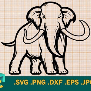 Woolly Mammoth SVG - Cricut & Silhouette |  Mammoth Vector Cut File | Download Printable Cute Mammoth Cutting Template Clip Art Logo SVG