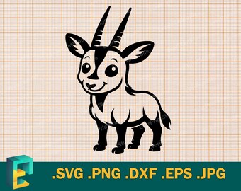 Arabische oryx SVG - Cricut, silhouet | Vector Little Oryx-svg-bestand knippen | Download afdrukbare sjabloon voor snijden svg, png, eps, dxf