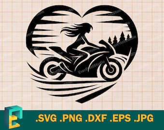 Girl Biker SVG -  Cricut, Silhouette | Vector Woman Biker svg Cut File  | Cute Female Biker | biker shirt svg, dxf, jpg, png eps