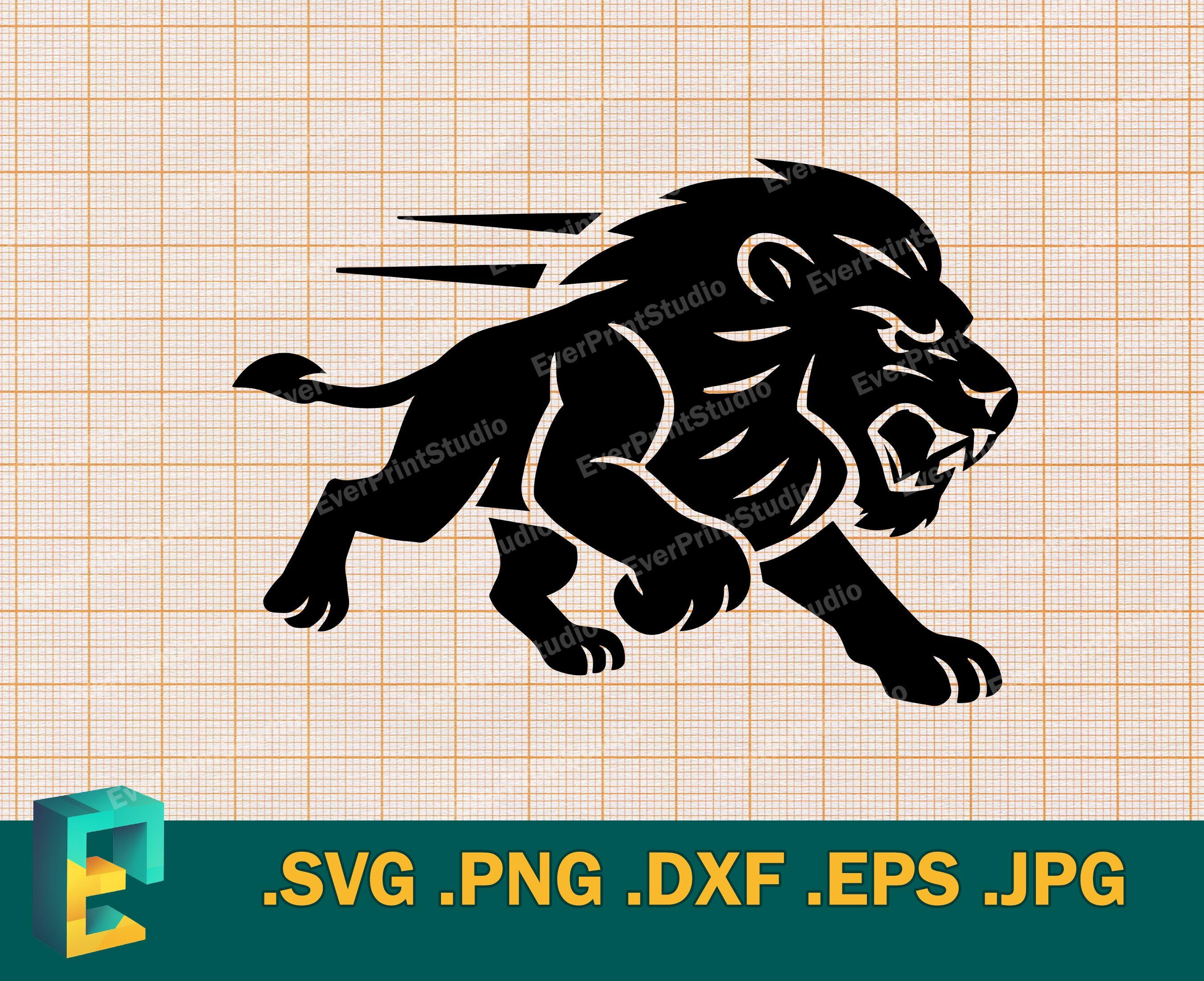 Running Lion SVG - Cricut, Silhouette | Vector Design Lion Cut File | Download Lion Template for Cutting svg, png, eps, dxf