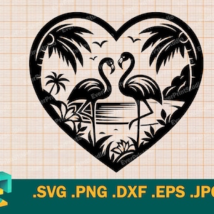 Flamants roses SVG - Cricut, Silhouette | Fichier vectoriel Flamant rose | Téléchargez le modèle imprimable de flamants roses pour fichier de découpe png eps dxf