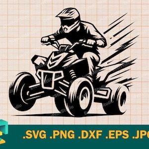 Svg ATV Raider - Cricut, Silhouette | Vector ATV Quad 4 Four Wheeler svg png dxf eps | Conception graphique vectorielle vtt découpé impression colorant sous-marin
