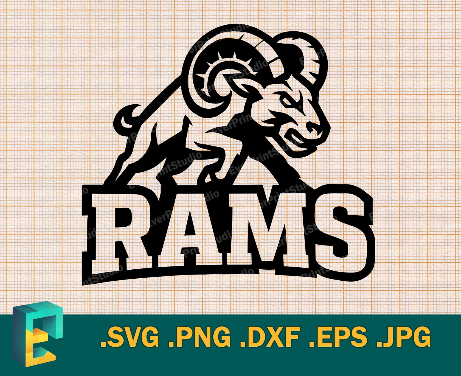 Rams Mascot SVG: Sports Team Logo | Vector Rams Team Mascot Cricut ...