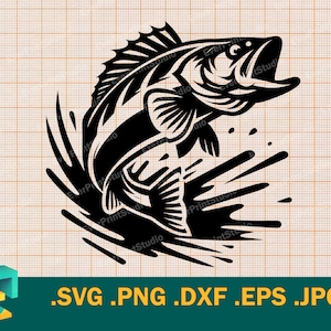 Zander SVG - Cricut, Silhouette | Vektor Zander Fisch SVG Schnittdatei | Download Zander, gelber Hecht Schneidedatei svg, png, eps, dxf