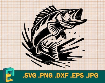 Walleye SVG - Cricut, Silhueta | Arquivo de corte SVG de peixe Walleye vetorial | Baixe arquivo de corte Pike-perch, Yellow Pike svg, png, eps, dxf