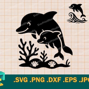 Delfine SVG- Cricut, Silhouette | Ozean Delfine SVG geschnitten Datei, Download Bundle druckbare Delfine Logo svg, png, eps, dxf