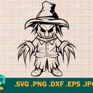 Scarecrow SVG - Cricut, Silhouette | Vector Cute Spooky Scarecrow SVG Cut File | Download  Scarecrow Cutting Template svg, png, svg, dxf