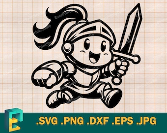 Baby Knight SVG - Cricut, Silhouette | Vector Medieval Cute Baby Knight SVG Cut file | Downloadable Printable Knight svg, png, eps, dxf