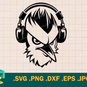 Woodpecker with Headphones SVG - Cricut, Silhouette | Vector Woodpecker SVG Cut File, Woodpecker Music Cutting Template svg, png, eps, dxf