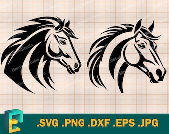 Horse SVG - Cricut, Silhouette | Vector Horse Head Cut File | Download Horse Mascot Cutting File | Horse Clip Art Logo, svg, png, eps, dxf