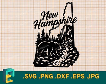 New Hampshire SVG - Cricut, Silhouette | Vector New Hampshire State USA ...
