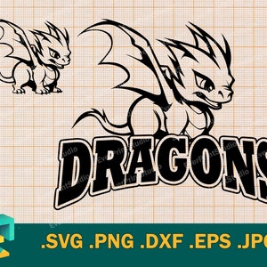 Dragons SVG - Cricut, Silhouette Cut File | Little Dragons Kids Team shirt spirit, Cute Dragons Team | School Mascot, Football, Download