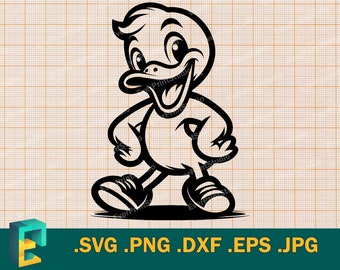 Duck SVG - Cricut, Silhouette | Vector Cute Smart Duck Cut File |  Happy Baby Duck Mascot Download Template for Cutting svg,  png, eps, dxf