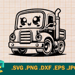 Caminhão SVG - Cricut, Silhueta | Arquivo de corte SVG de caminhão de brinquedo engraçado vetorial | Baixe o modelo de caminhão de brinquedo para cortar svg, png, eps, dxf